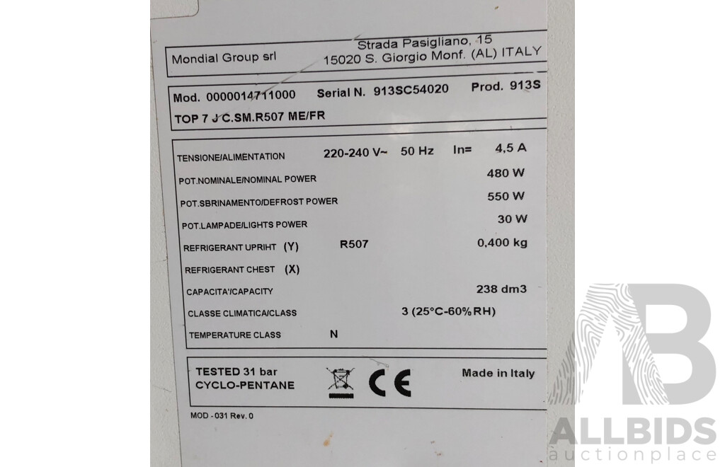 Mondial Framec Ice Cream Commercial Freezer - 238L