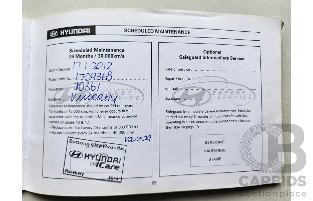 04/2010 Hyundai i30 SLX FD MY10 5d Hatchback Black 2.0L