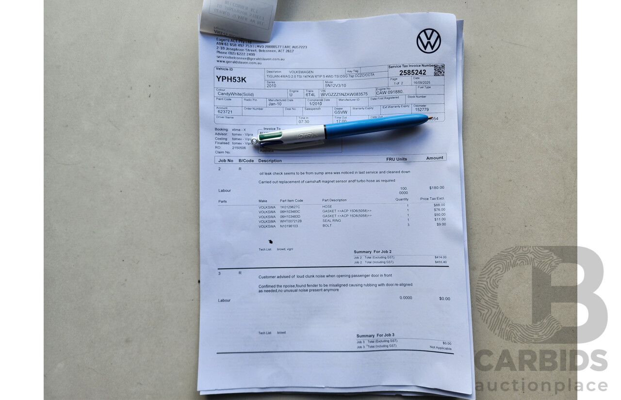 05/2010 Volkswagen Tiguan 147 TSI 5NC MY10 4d Wagon White 2.0L