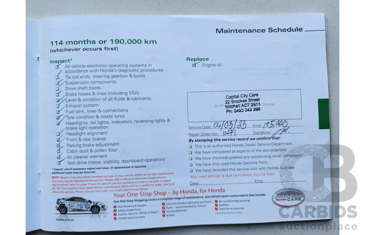 09/2015 Honda CRV VTi LE 30 SERIES 2 4d Wagon White 2.0L