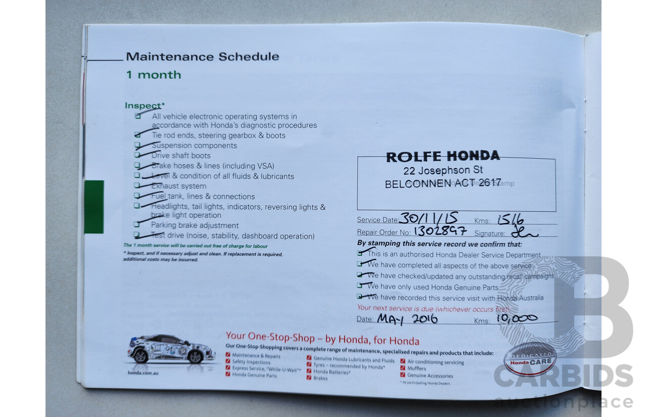 09/2015 Honda CRV VTi LE 30 SERIES 2 4d Wagon White 2.0L