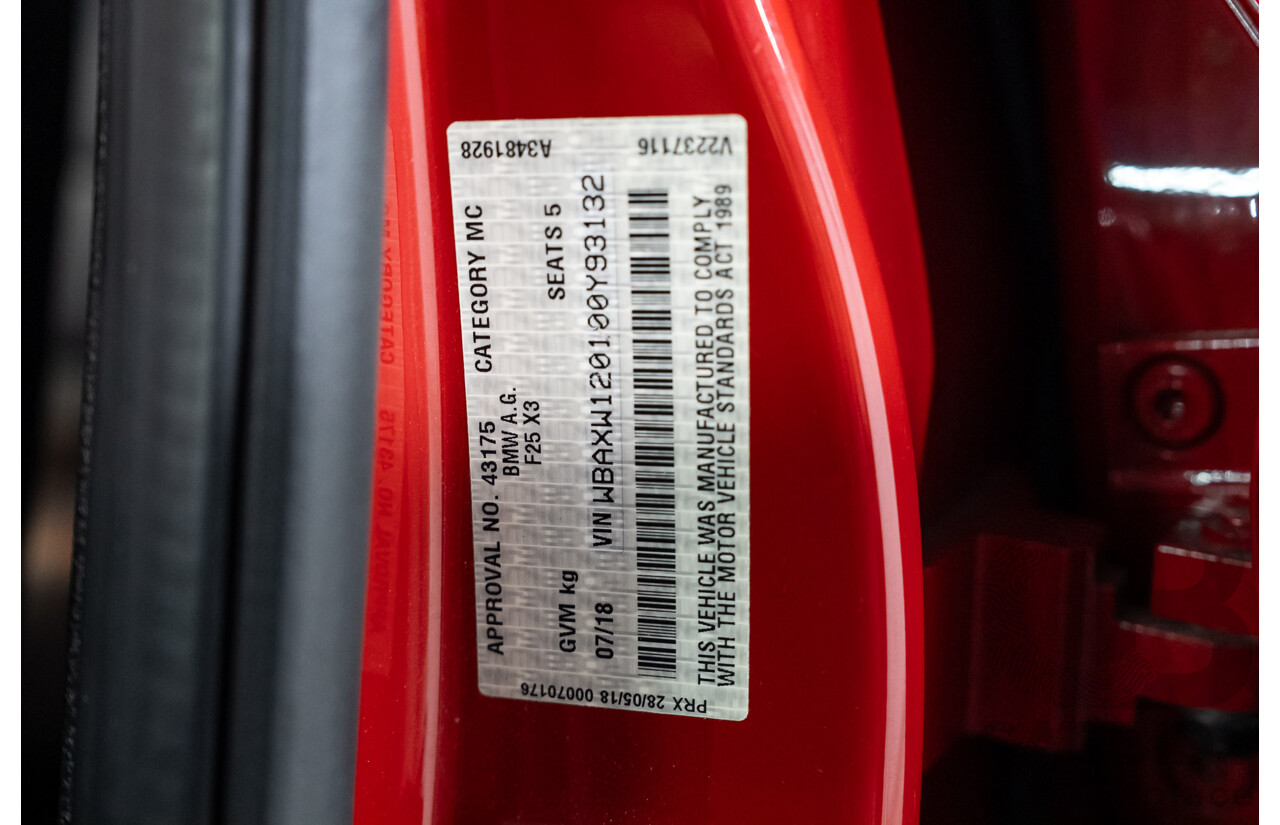 07/2018 BMW X4 xDrive 20i (AWD) F26 MY16 5d Coupe Red 2.0L