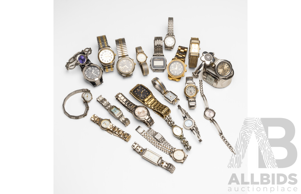 Collection of Watches - Casio Chrono, Citizen, Guess, Gucci, Geneva, Capezio & More - Lot of 24