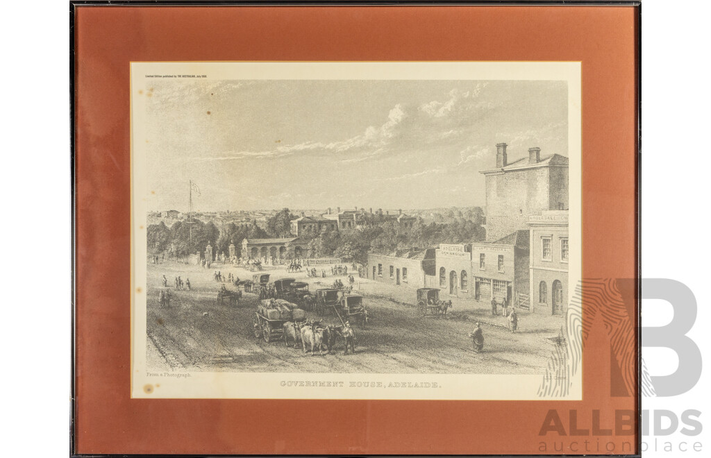 Port Darwin, Northern Territory; Sydney; and Government House, Adelaide (all 1968), Trio Historic Vintage Prints After Original Photographs, 66H x 82W cm (frames) (3)