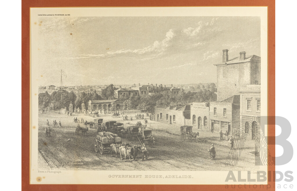 Port Darwin, Northern Territory; Sydney; and Government House, Adelaide (all 1968), Trio Historic Vintage Prints After Original Photographs, 66H x 82W cm (frames) (3)