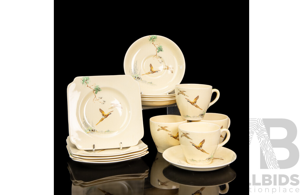 Collection of Four Royal Doulton 'The Coppice' Trios with Two Spare Saucers and a Plate
