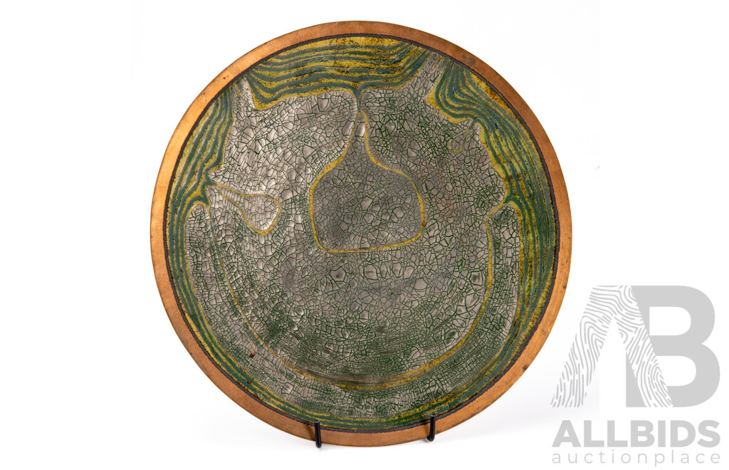 Vintage Copper and Enamel Shallow Dish
