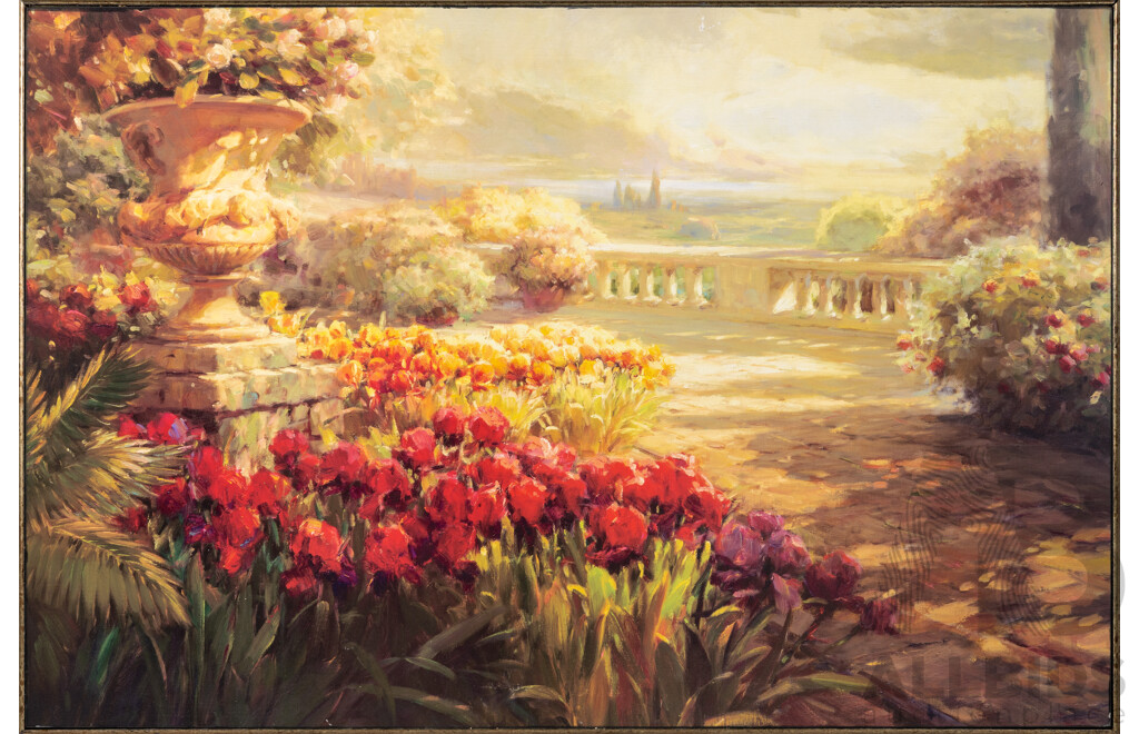 Artist Unknown (20th Century), Villa Gardens by Fleur De Lis Living, Canvas Print of Original Acrylic on Canvas, 62H x 93W cm (frame)