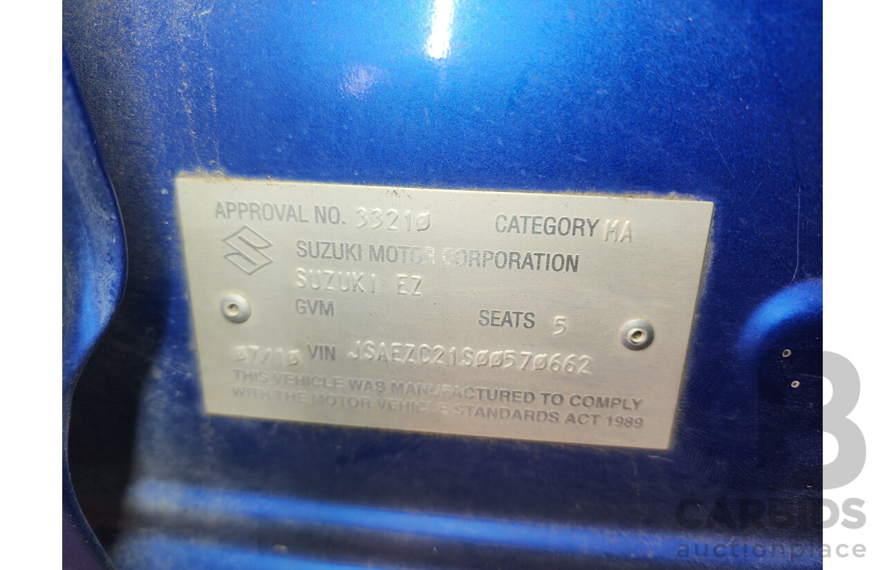 07/2010 Suzuki Swift  EZ 07 UPDATE 5d Hatchback Blue 1.5L