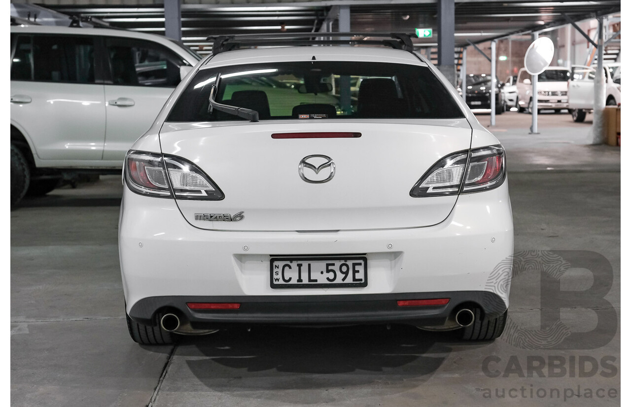 08/2012 Mazda Mazda6 Touring GH MY11 5d Hatchback White 2.5L