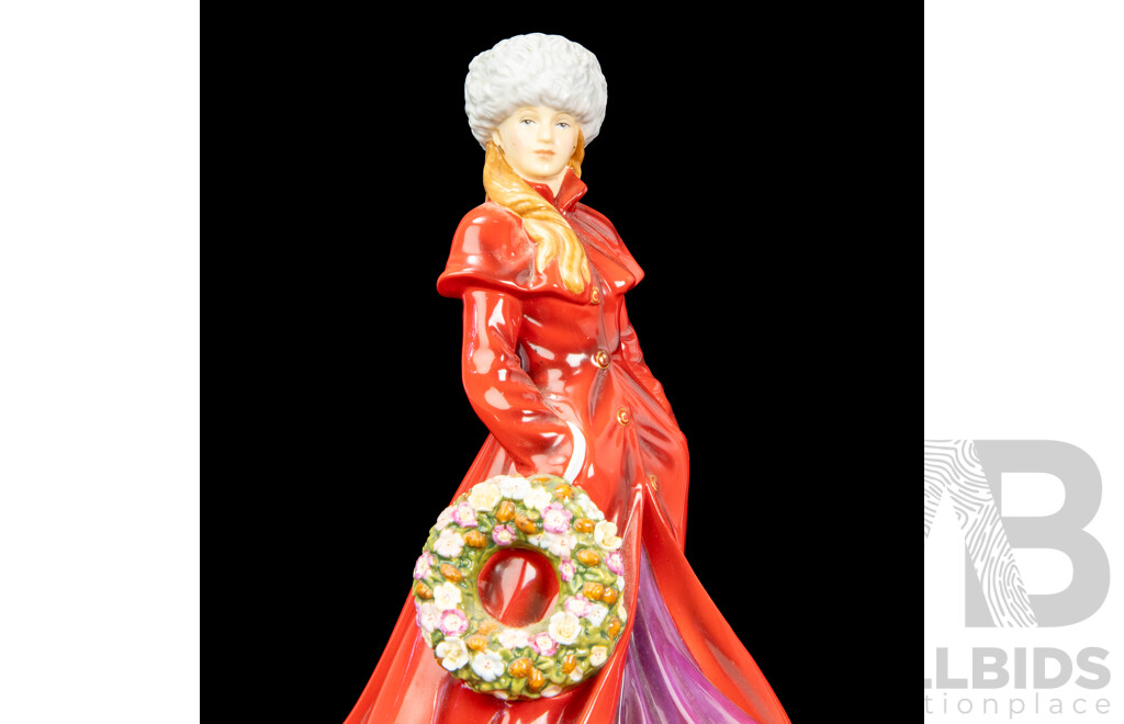 Pair of Glazed Porcelain Lady Figures by Royal Doulton