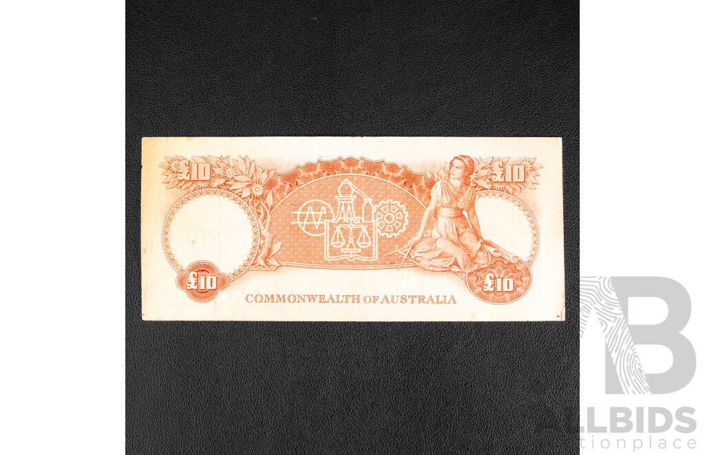 Australian 1954 Ten Pound Note Coombs/Wilson, WA19 409266, R62