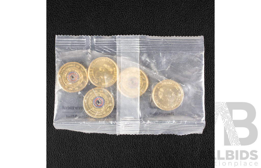 Five Australian 2021 UNC Two Dollar Coins, Indigenous Military Service