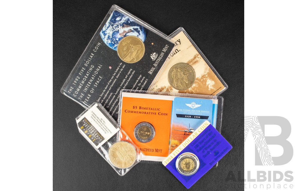 Five Australian Five Dollar Coins