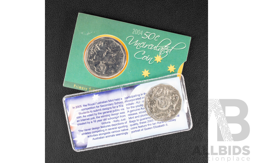 Australian 2004/2005 Fifty Cent Coins, Primary nd Secondary Schools Design