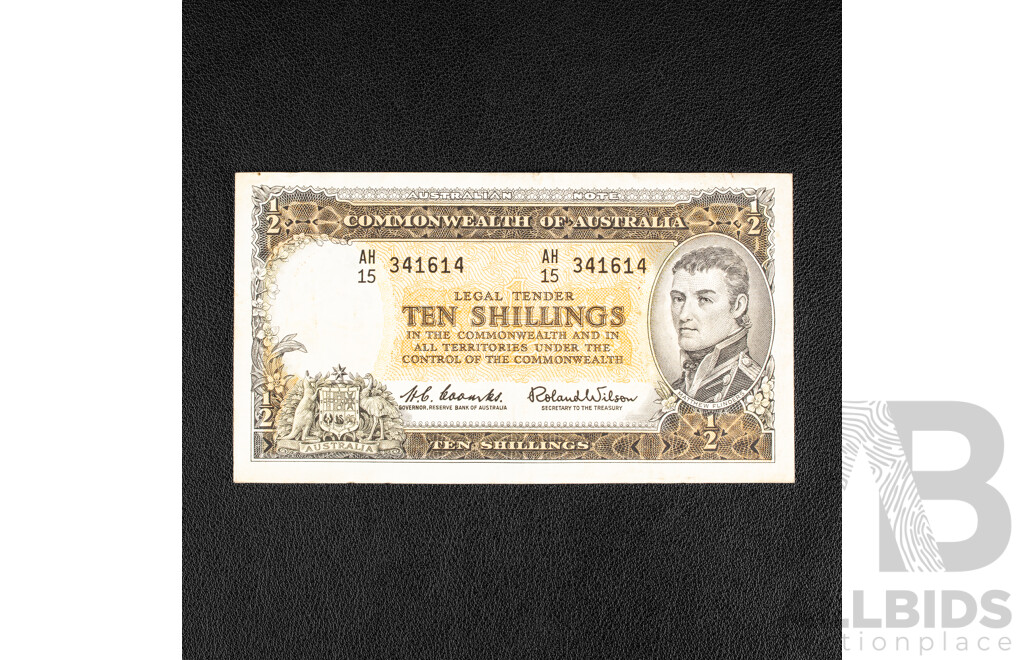 Australian 1961 Ten Shilling note R17, AH15 341614