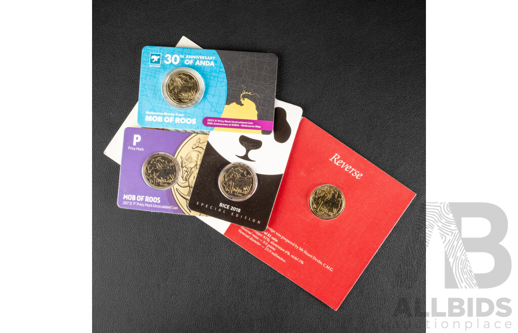 Australian UNC One Dollar Coins 1984, Mint Marked 2017, 2018, 2025