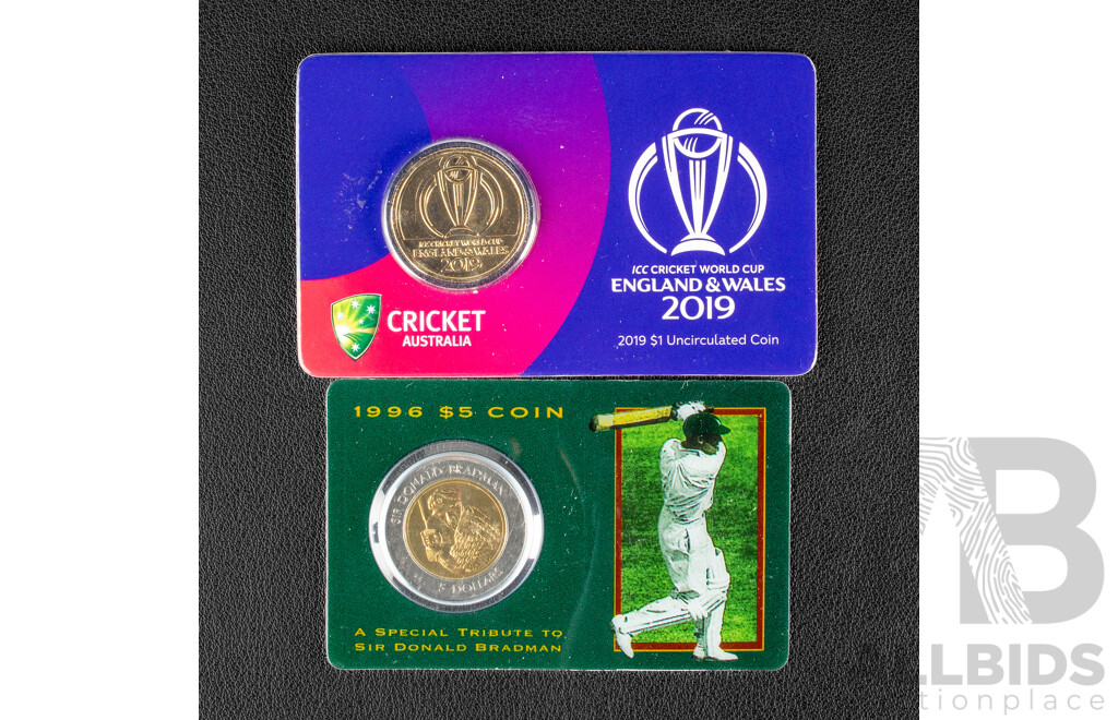 Australian 1996 and 2019 Cricket coins.