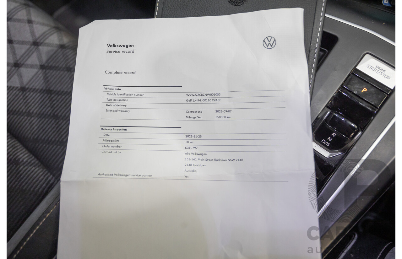 11/2021 Volkswagen Golf 110TSI R-Line MK8 MY22 5d Hatchback Pure White Turbo 1.4L