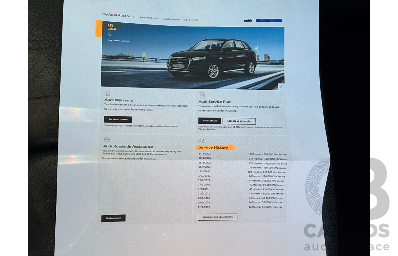 01/2019 Audi Q5 2.0 TDI QUATTRO DESIGN (AWD) FY MY18 4D Wagon Black Turbo Diesel 2.0L