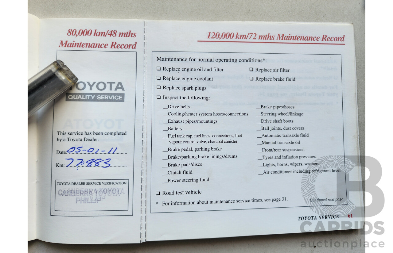 03/2001 Toyota Corolla Ascent SECA AE112R 5d Liftback Green 1.8L