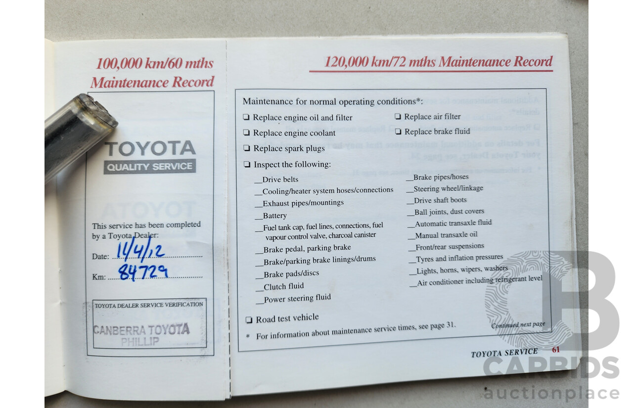 03/2001 Toyota Corolla Ascent SECA AE112R 5d Liftback Green 1.8L