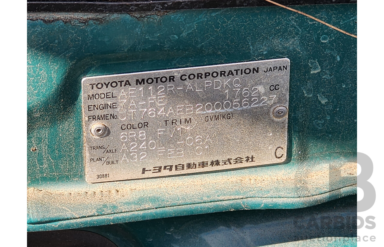 03/2001 Toyota Corolla Ascent SECA AE112R 5d Liftback Green 1.8L