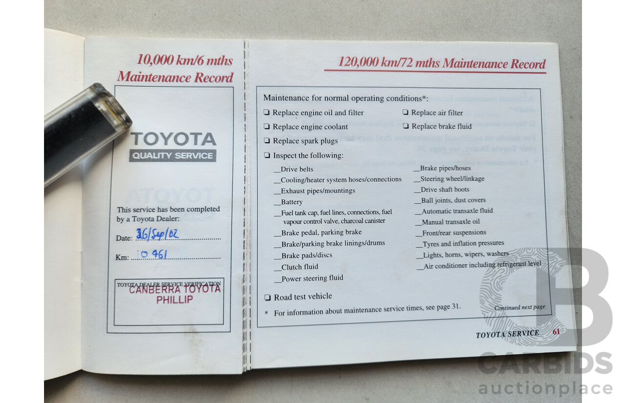 03/2001 Toyota Corolla Ascent SECA AE112R 5d Liftback Green 1.8L