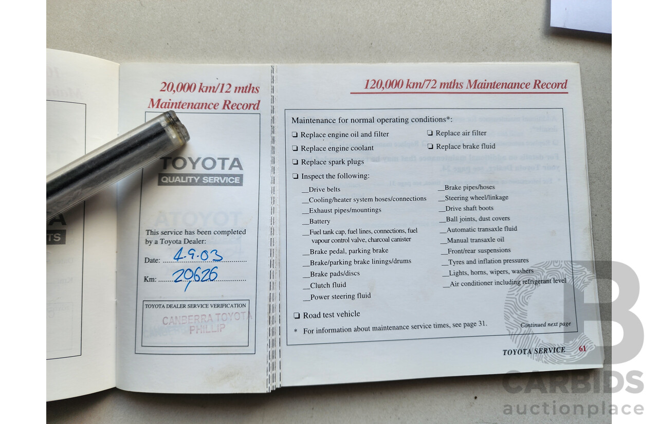 03/2001 Toyota Corolla Ascent SECA AE112R 5d Liftback Green 1.8L