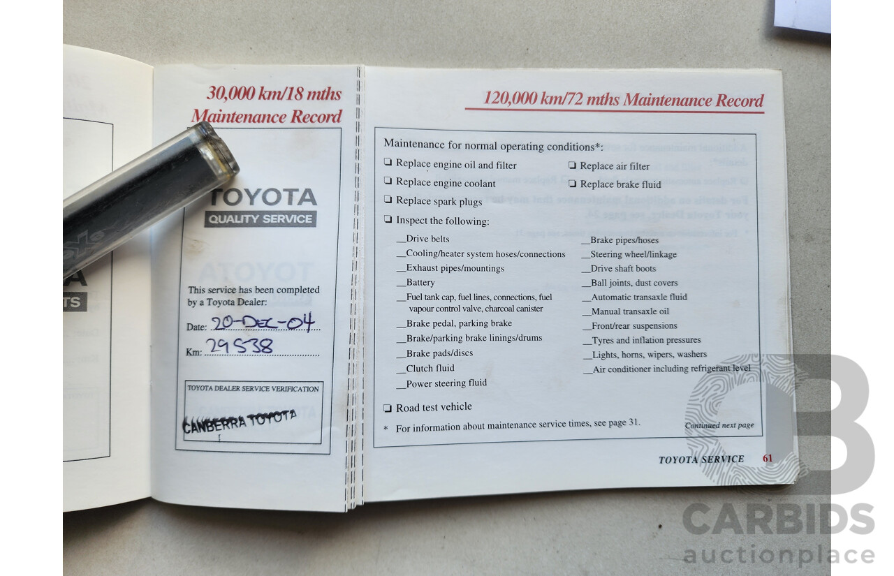 03/2001 Toyota Corolla Ascent SECA AE112R 5d Liftback Green 1.8L