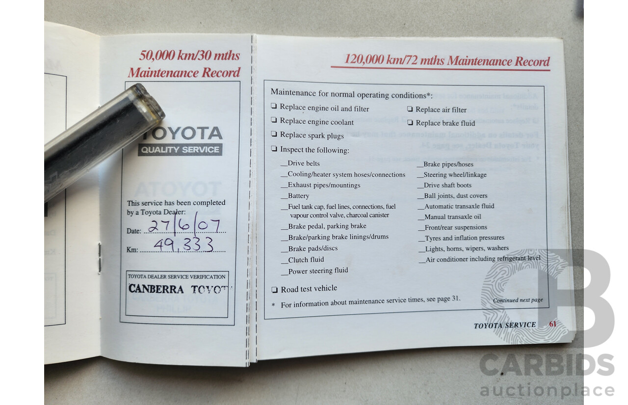 03/2001 Toyota Corolla Ascent SECA AE112R 5d Liftback Green 1.8L