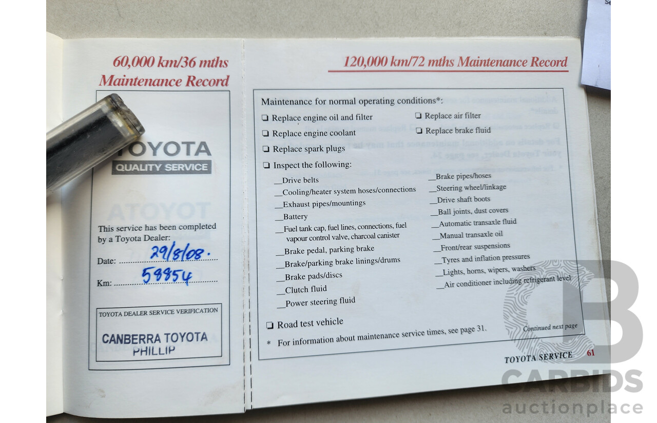 03/2001 Toyota Corolla Ascent SECA AE112R 5d Liftback Green 1.8L