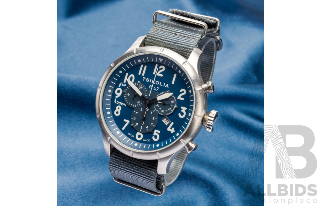 Limited Edition Blue Tsikolia P-47 Thunderbolt Swiss Quartz Chronograph Watch - 146/300
