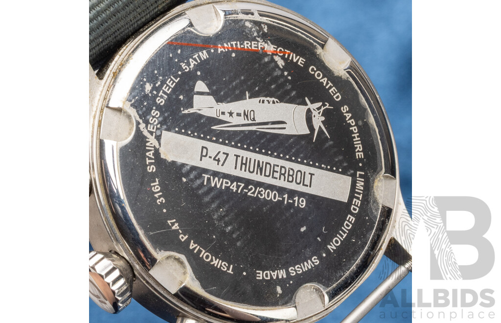 Limited Edition Blue Tsikolia P-47 Thunderbolt Swiss Quartz Chronograph Watch - 146/300