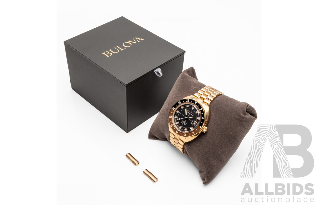Bulova Oceanographer Rose Gold Tone Devil Diver GMT Watch - RRP $2,199