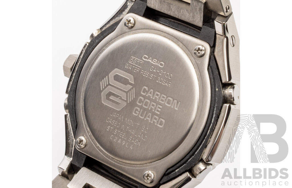 Casio G-Shock GA2100 Brushed Steel Carbon Core Watch with Fitted Custom Royal Oak Conversion Kit