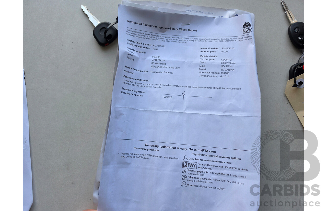 04/2010 Holden Barina  TK MY10 3d Hatchback Silver 1.6L
