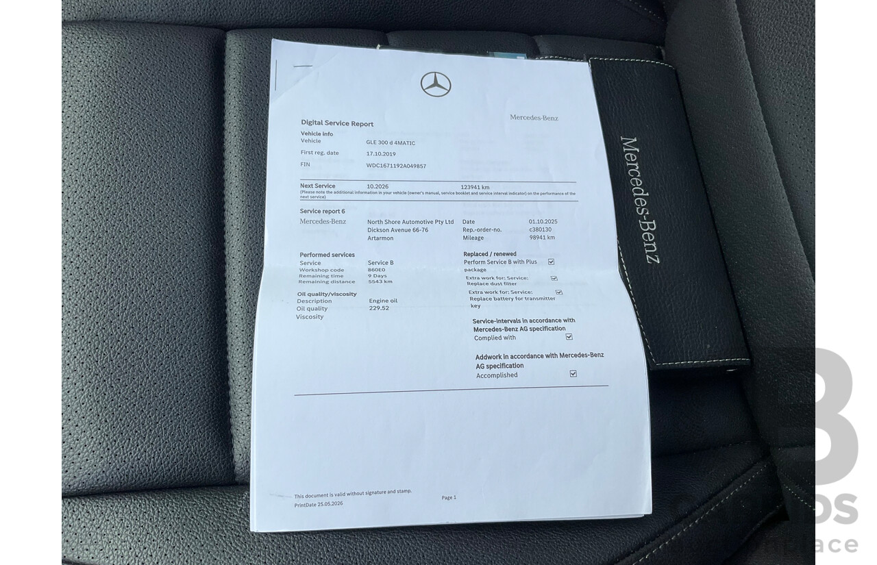 8/2019 Mercedes-Benz GLE300d 4Matic (AWD) V167 MY19 4d Wagon Selenite Grey Turbo Diesel 2.0L