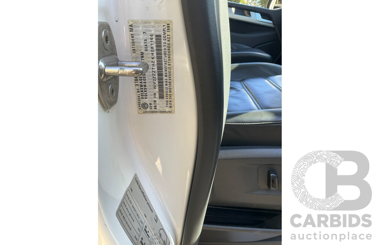 04/2019 Volkswagen Multivan Highline TDI450 T6 MY19 4d Wagon White Twin-Turbo Diesel 2.0L
