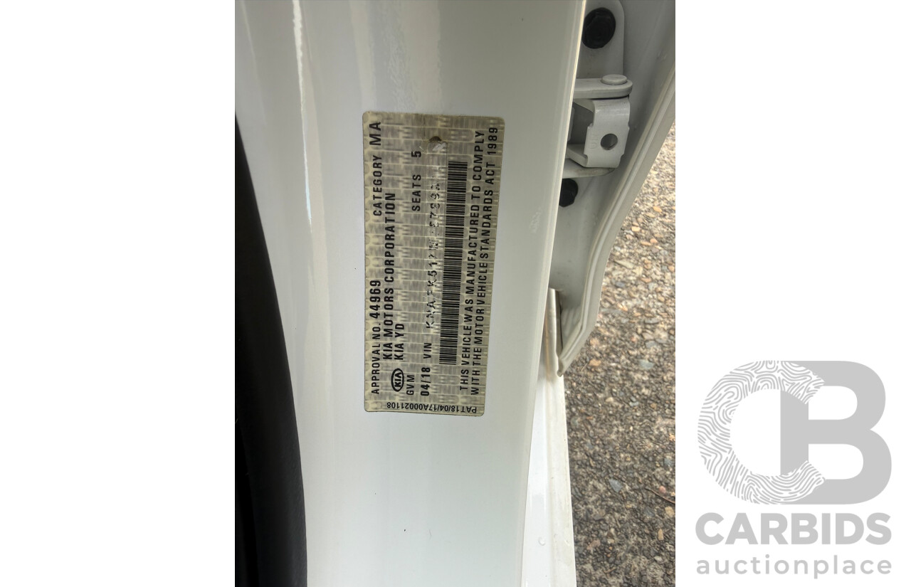 4/2018 Kia Cerato S YD MY18 5d Hatchback White 2.0L