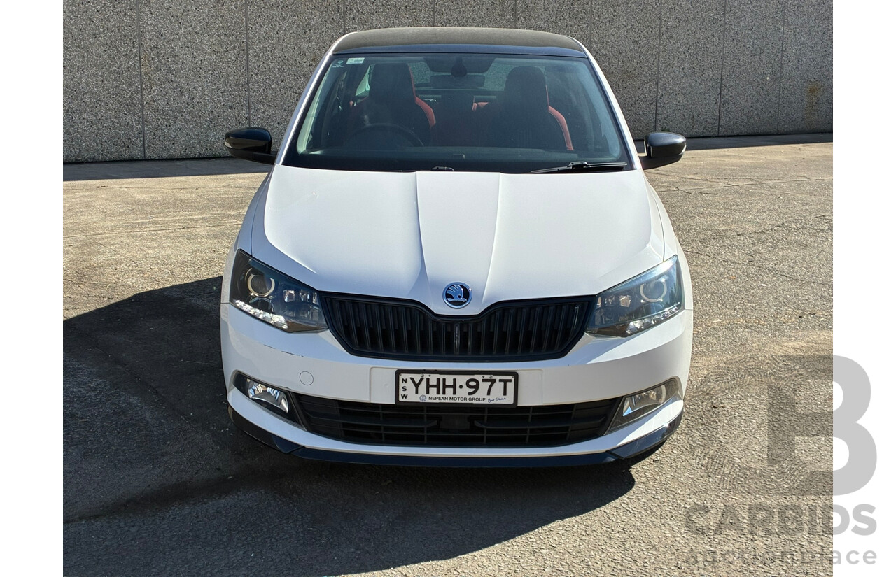 06/2017 Skoda Fabia 81 TSI Monte Carlo NJ MY17 5d Hatchback White Turbo 1.2L