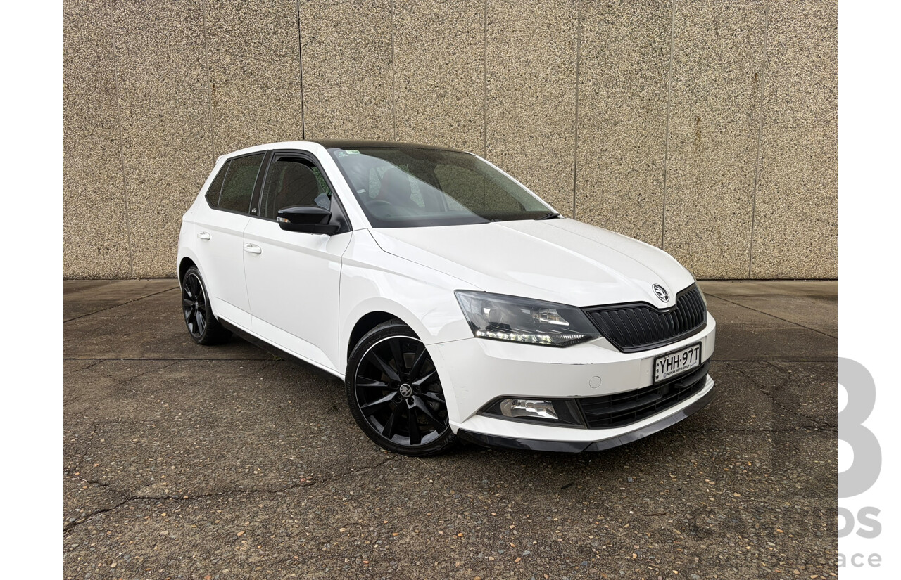 06/2017 Skoda Fabia 81 TSI Monte Carlo NJ MY17 5d Hatchback White Turbo 1.2L
