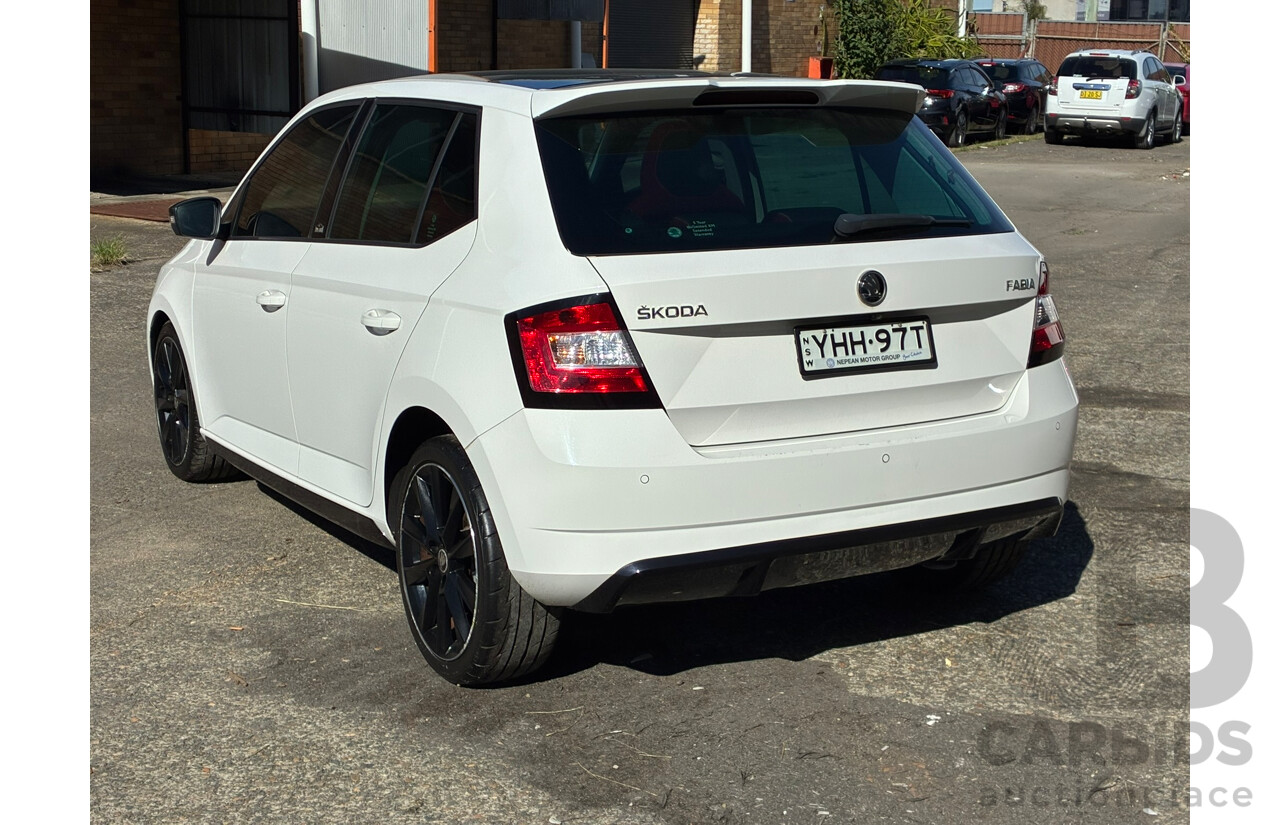 06/2017 Skoda Fabia 81 TSI Monte Carlo NJ MY17 5d Hatchback White Turbo 1.2L