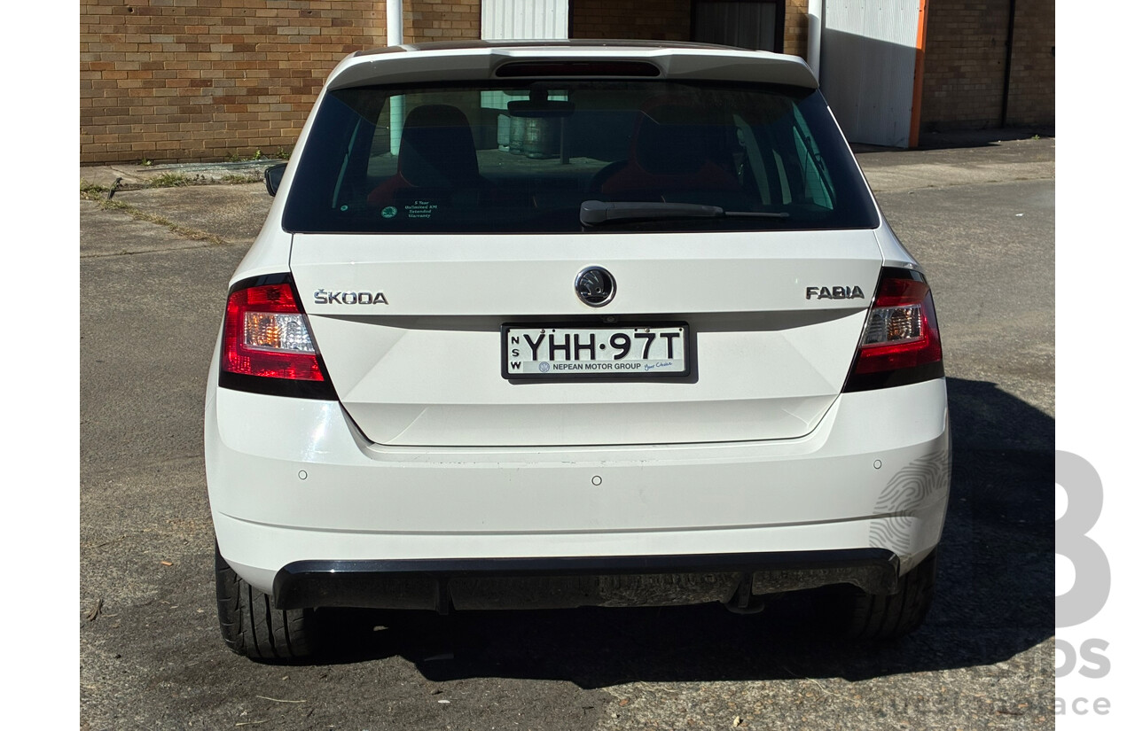 06/2017 Skoda Fabia 81 TSI Monte Carlo NJ MY17 5d Hatchback White Turbo 1.2L