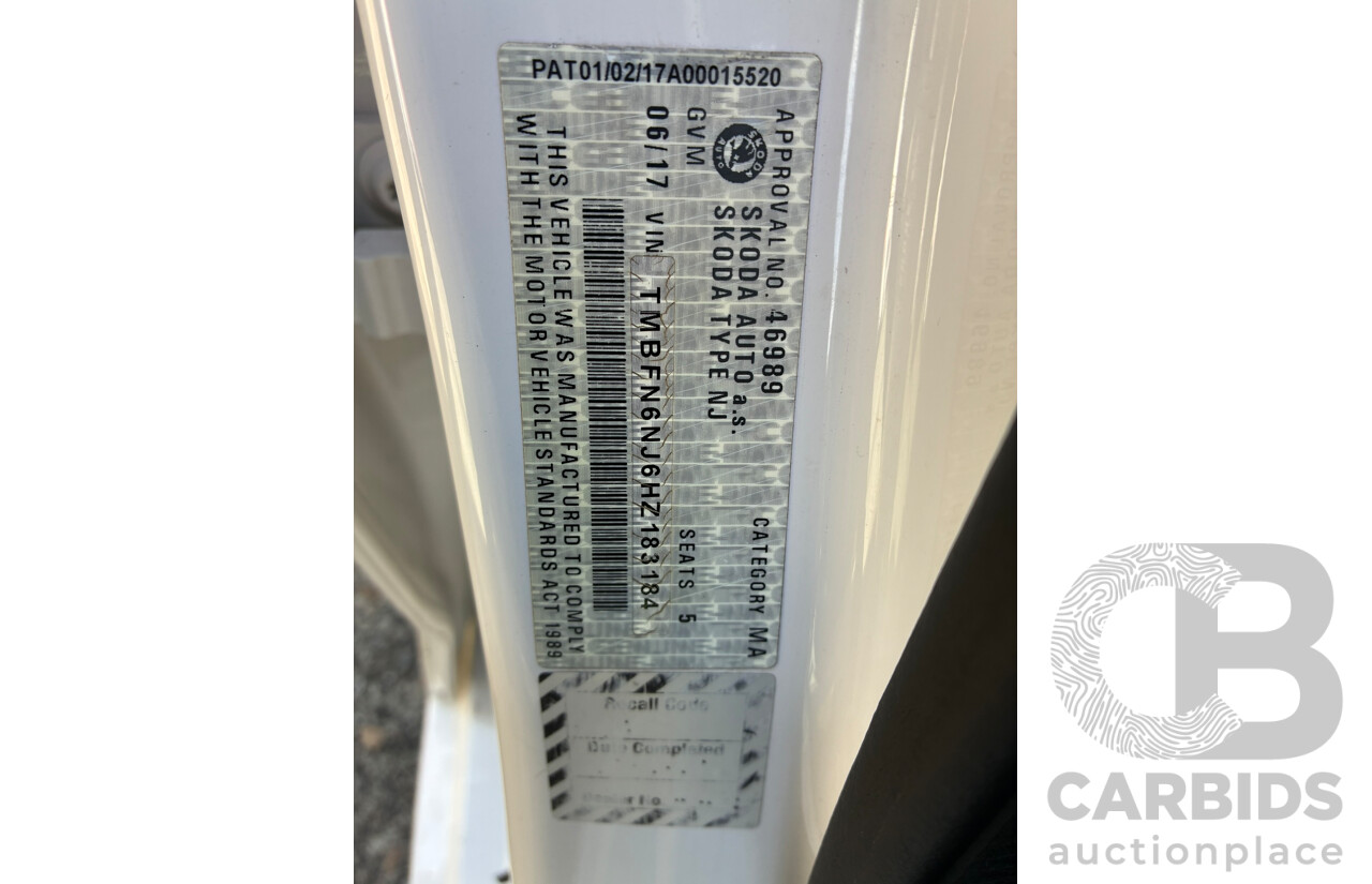 06/2017 Skoda Fabia 81 TSI Monte Carlo NJ MY17 5d Hatchback White Turbo 1.2L