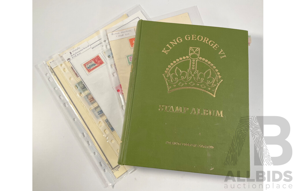 Stanley Gibbons King George VI Stamp Album, Many Sets, Mint Hinged, Overprints