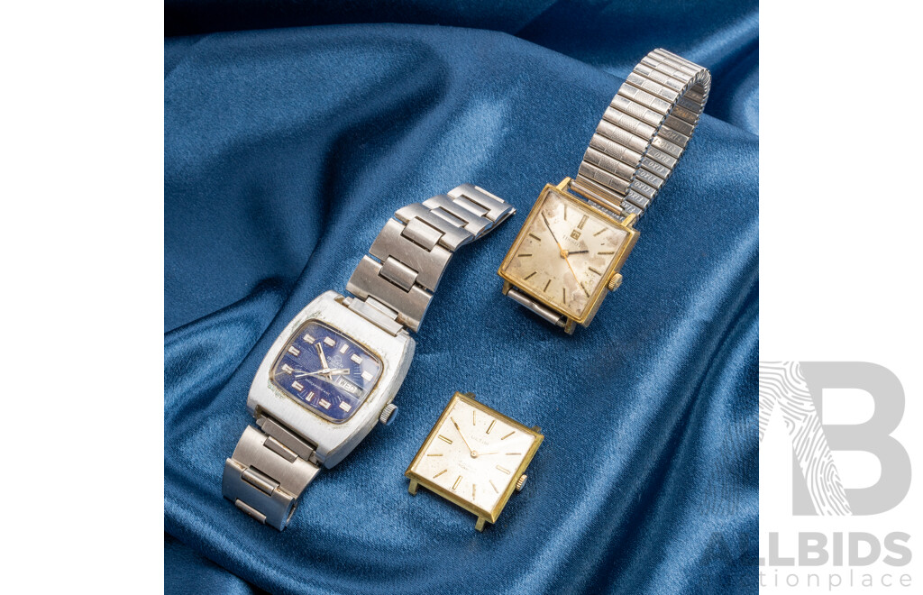 Vintage Manual Wind Mechanical Watches, Tissot, Ultima & Buler - Lot of 3