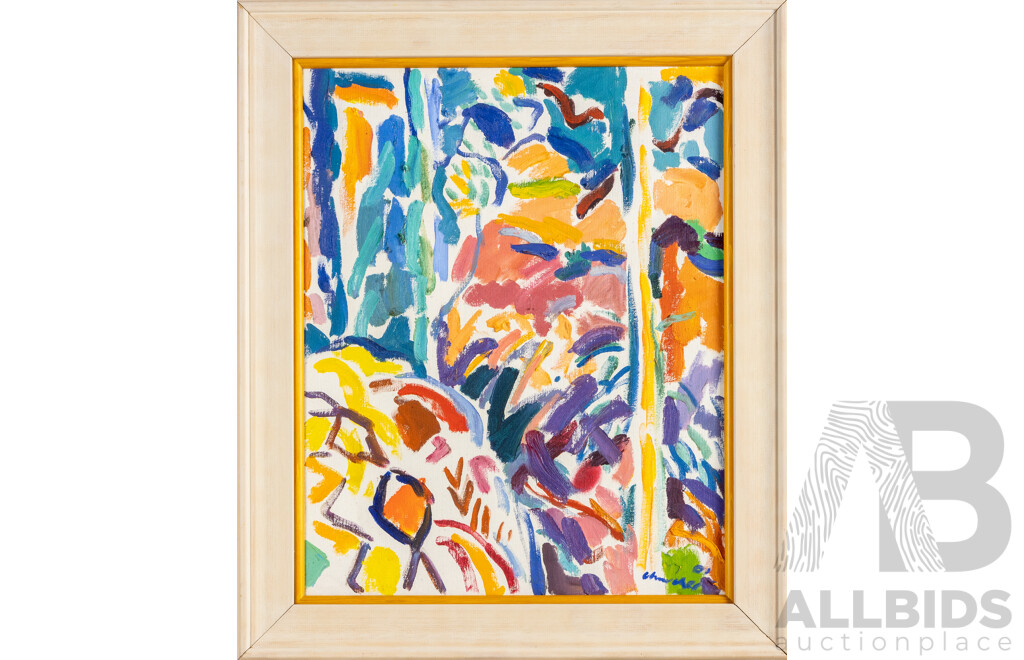 Roy Churcher (20th Century, British-Born Australian, 1933-2014), From Inside with Rug (2001), Wonderful Original Signed & Dated Oil on Linen, 63H x 53W cm (frame)