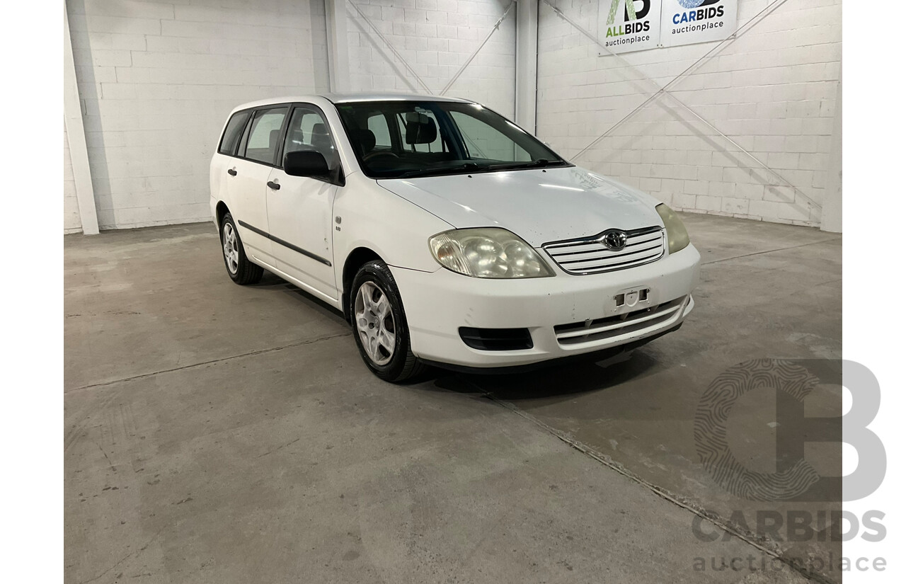 05/2005 Toyota Corolla Ascent ZZE122R 4d Wagon White 1.8L