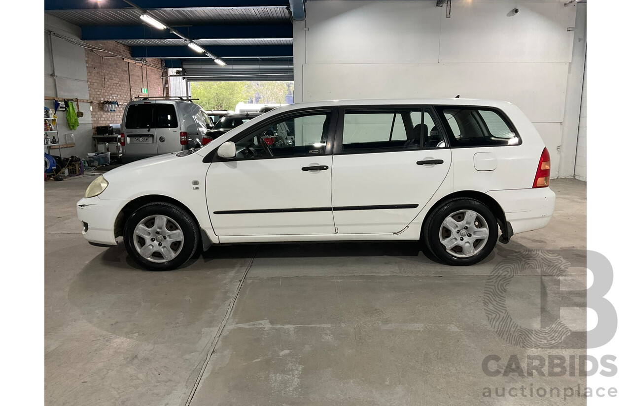 05/2005 Toyota Corolla Ascent ZZE122R 4d Wagon White 1.8L